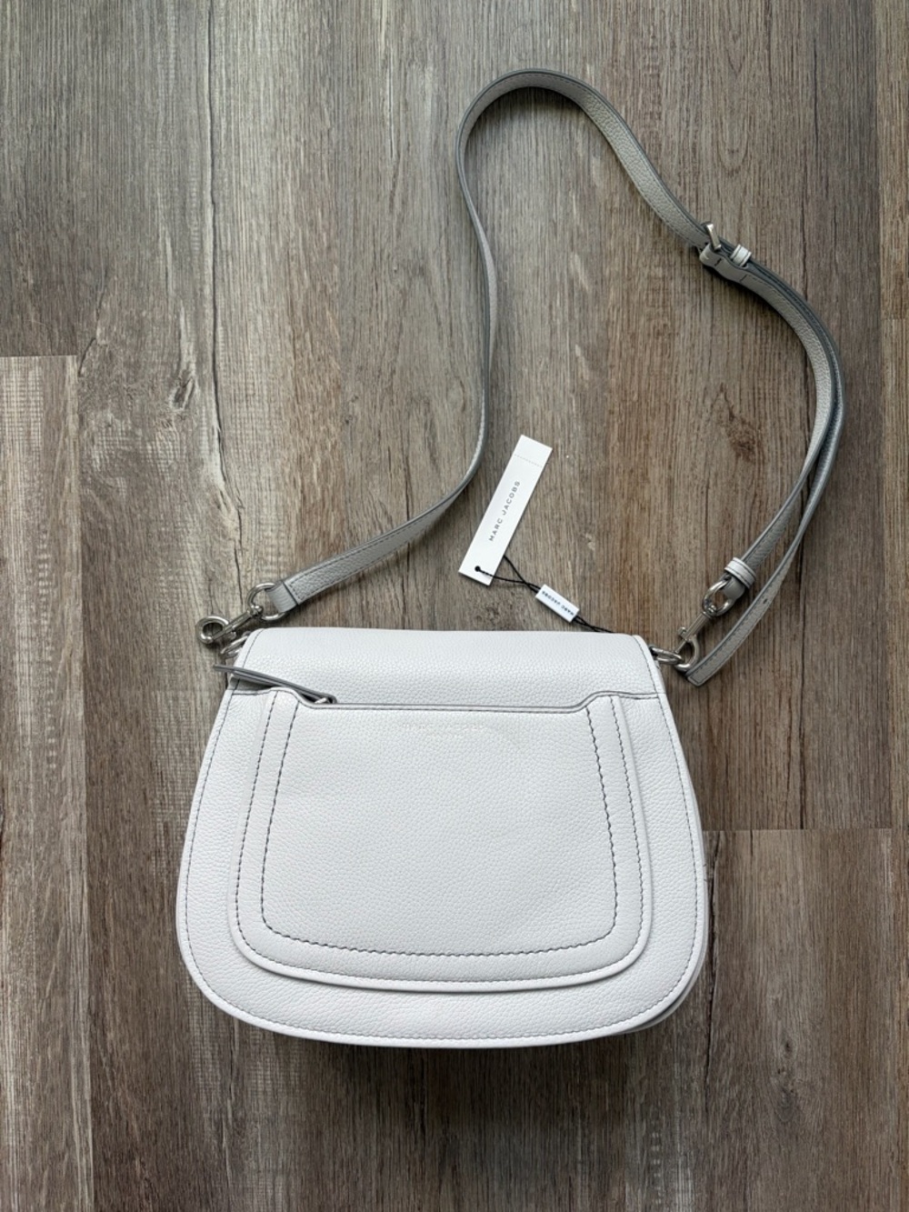 Marc Jacobs light grey Pebbled Leather Crossbody with Gray Strap